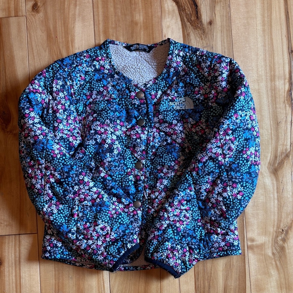 The North Face Blue and Pink Floral Jacket